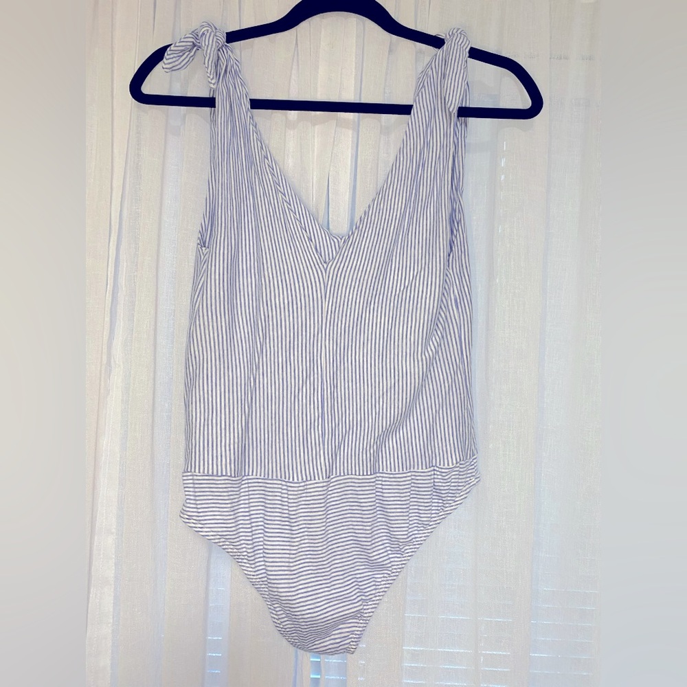 Zara Blue Striped Bodysuit Size M